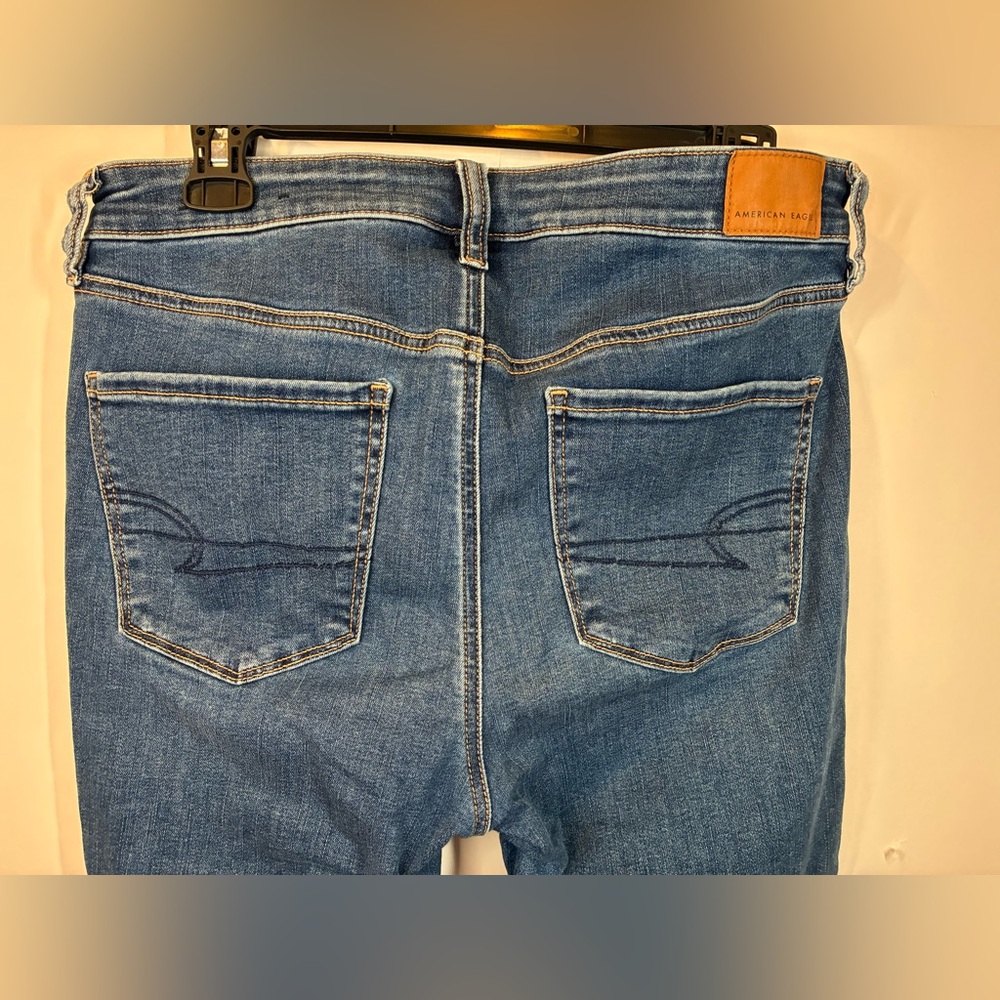 American Eagle High Rise Jegging Size 10 Long Next Level Stretch Skinny Med Wash - Picture 5 of 8
